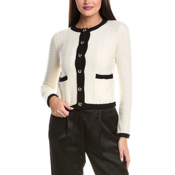 SIMKHAI Sweaters - Simkhai Womens  Klaire Wool & Cashmere-Blend Cardigan, White